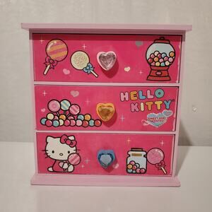 Rare Sanrio Hello Kitty Scratch & Sniff Candy Heart Knob Wooden Jewelry Box 2011